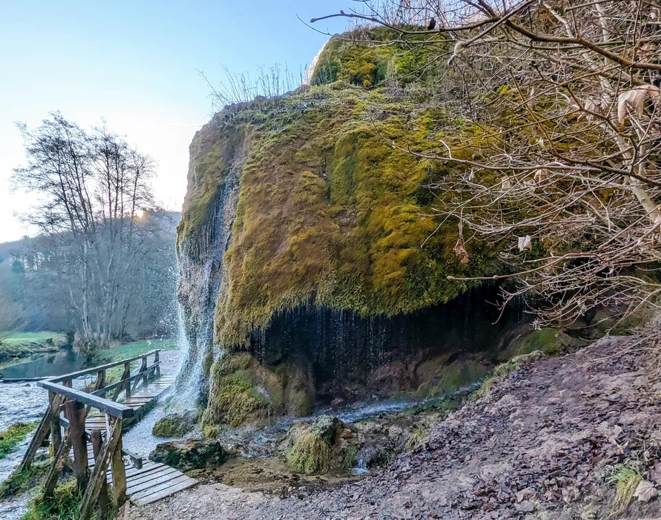 Ahbach stream and surroundings of the Dreimühlen Waterfall in the Eifel